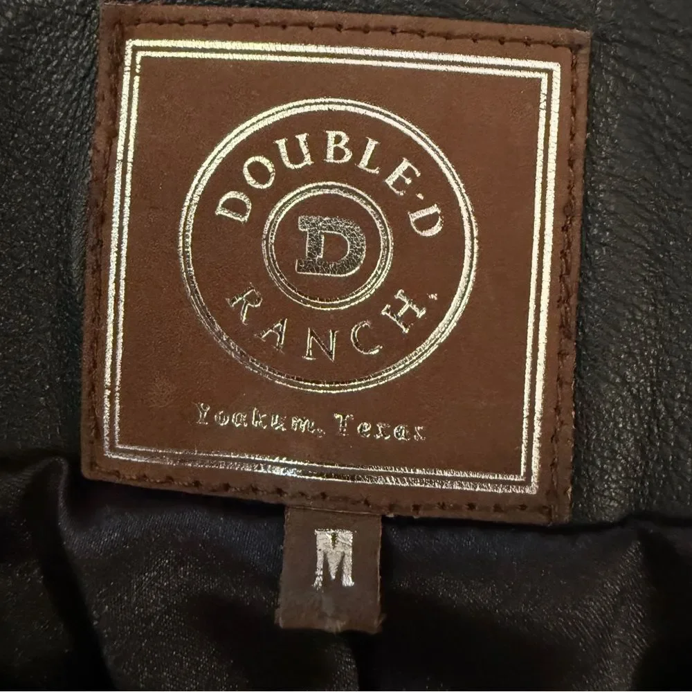 Double D Ranch Black Leather Jacket with Fringe - Picture 6 of 11